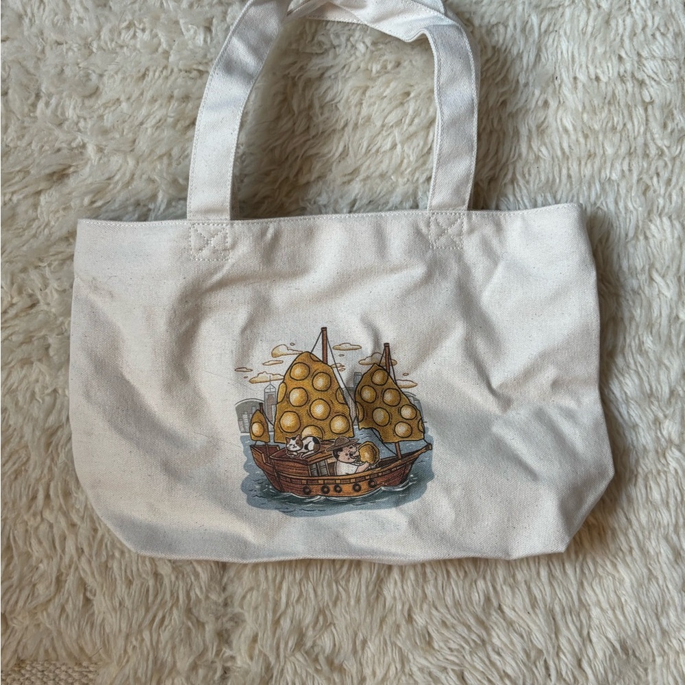 Canvas Tote Bag with Yellow Sailboat Print